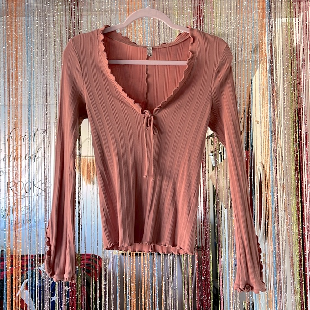 Free People intimately longe sleeve ribbed blouse